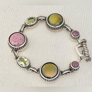 Stunning Lori Bonn Sterling Silver Gemstone Bracelet, 8 Inches, Toggle